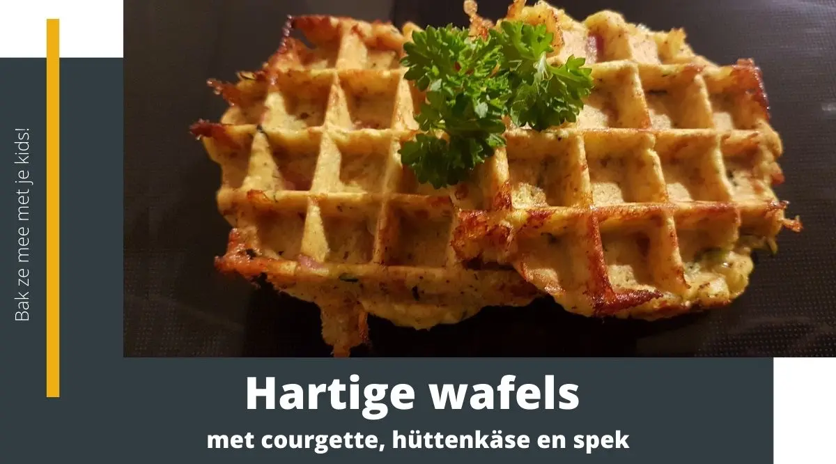 hartige wafels met courgette huttenkase en spek