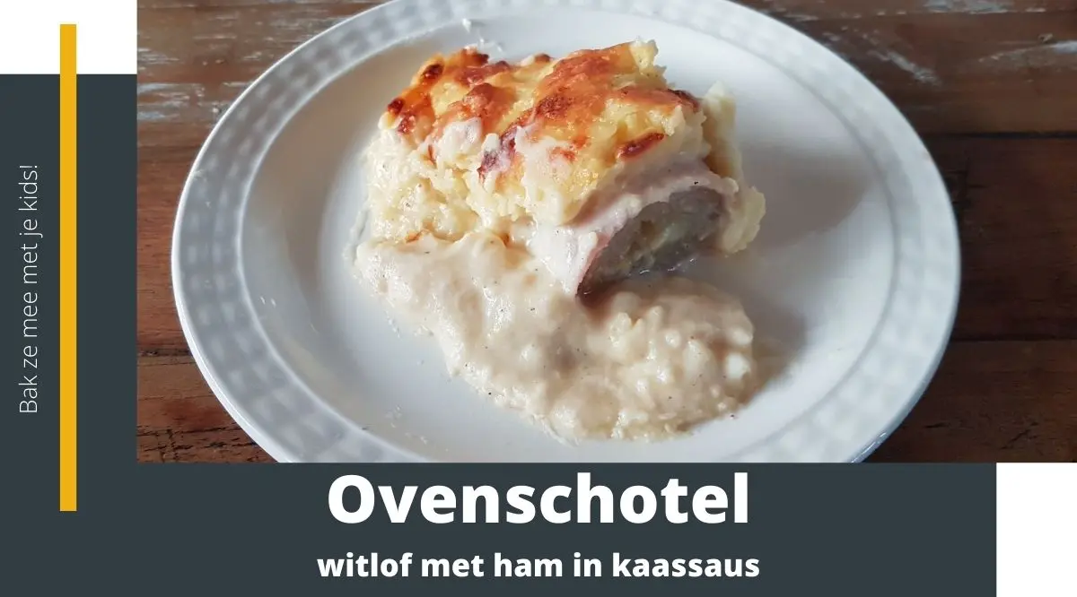 Ovenschotel: witlof met ham in kaassaus ook wel witlof met hesp in kaassaus genoemd