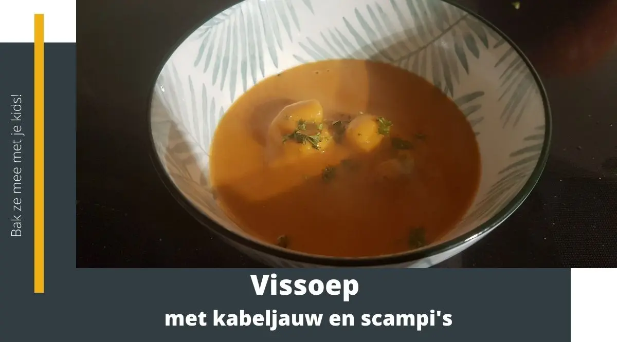 Vissoep met kabeljauw en scampi's