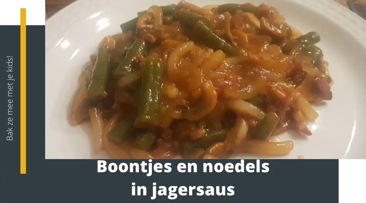 Boontjes en noedels in jagersaus