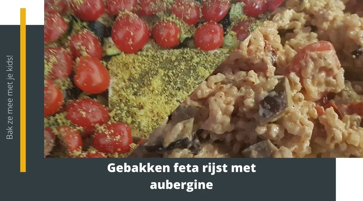 gebakken feta met rijst en aubergine