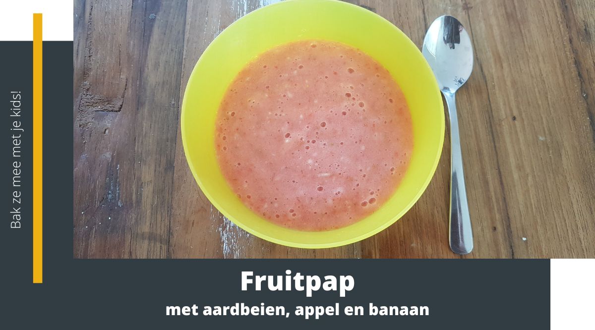 Fruitpap met aardbeien, appel en banaan